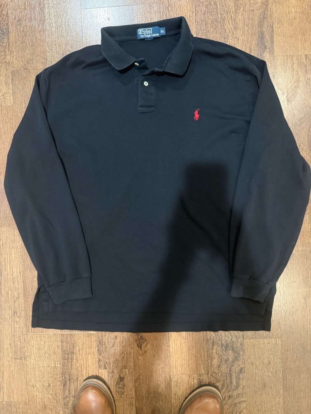 Ralph Lauren Black Long-Sleeve Polo with Red Pony